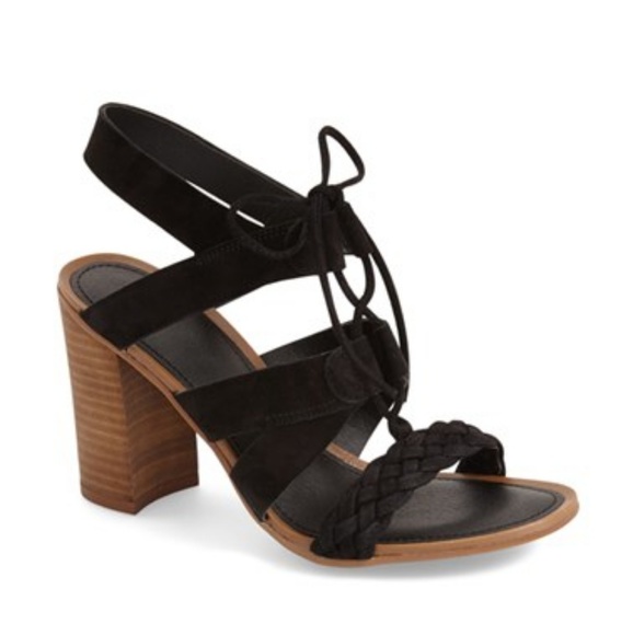 Franco Sarto Shoes - Franco Sarto Black Suede Lace Up Block Heel Sandal